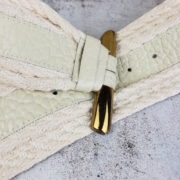 Vintage The Leather Shop Wide Belt Art-to-Wear Mixed Media Leather Avant Garde M